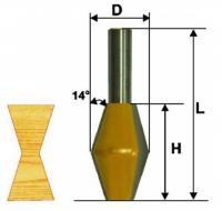 Фреза кромочная конусная d 28.6 х 45, 14гр, хв.12 мм