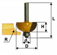 Фреза  кромочная калевочная d 25.4 х 13, r6.35, хв.8 мм