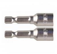 Биты с торцевой головкой 12 х 45 мм, магнитные, Cr-V сталь, 2 шт