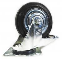 Колесо промышленное поворотное c тормозом, черная резина, SCb63, до 145кг