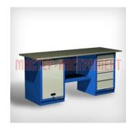 Верстак 2-тумб., тумба с дв.,тумба с 5 ящ., Roller, стол.оцинк. -синий