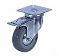 Колесо поворотное c тормозом, опора на платформе, серая резина, Sсgb93, до 70кг